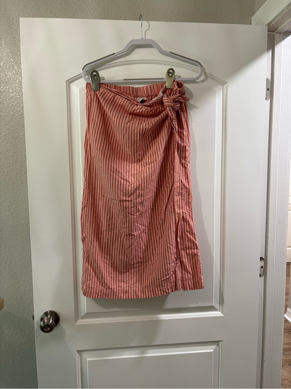 Universal Thread Coral Pink Striped Midi Wrap Skirt